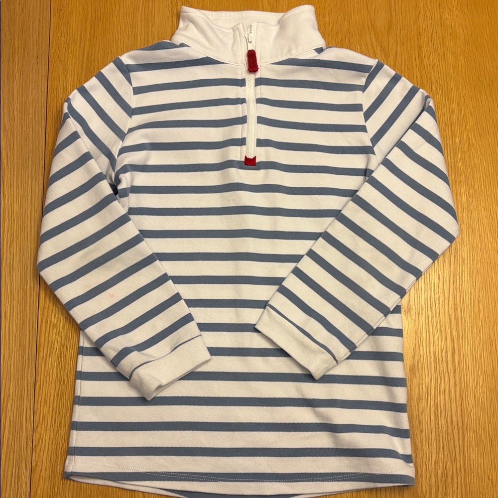 Great for End of Summer/start of Fall - Boys White&Blue Quarter-Zip, 5-6 years